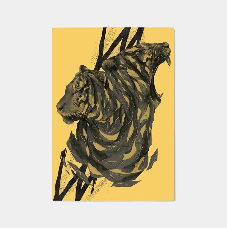 Tiger Poster / Pencil Drawing Wall Art / Wildlife Decor Print image 3