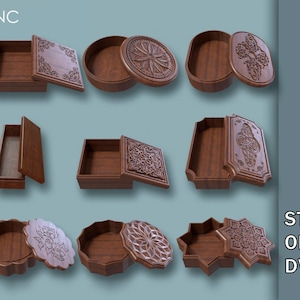 Schmuckschatulle Schmuckschatulle STL, Holzkisten-Pläne für CNC, Schmuckschatulle, STL-Modelle für den 3D-Druck, stl, obj, dwg, Sofortiger Download