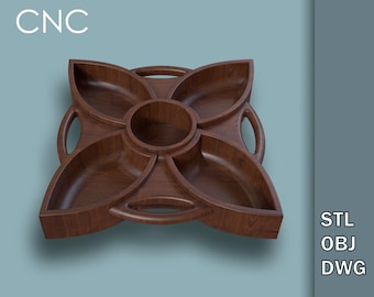 Schnitt-Serviertablett, Käse- und Snackbrett, Schnitt-Snackplatte, STL-Modelle für 3D-Druck, STL für 3D-Drucker, stl, obj, dwg