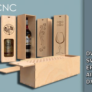Ceremony Wine Bottle Box Bundle, CNC Laser Cut Files, Living hinge box, Wooden box for wine bottles, Wine Gift Box Dwg, Svg, Eps, Ai, Dxf image 4