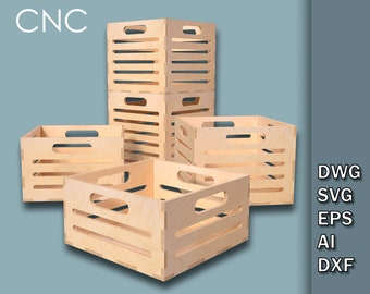 Caja de almacenamiento, 5 cajas de diferentes tamaños, archivos de corte láser CNC, DXF, Dwg, Svg, Eps, ai archivos vectoriales cortados por láser, caja de corte láser, descarga digital