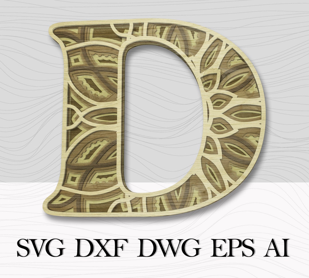 Multilayer Letter D Wall Art Layered DXF Alphabet Letter D Etsy