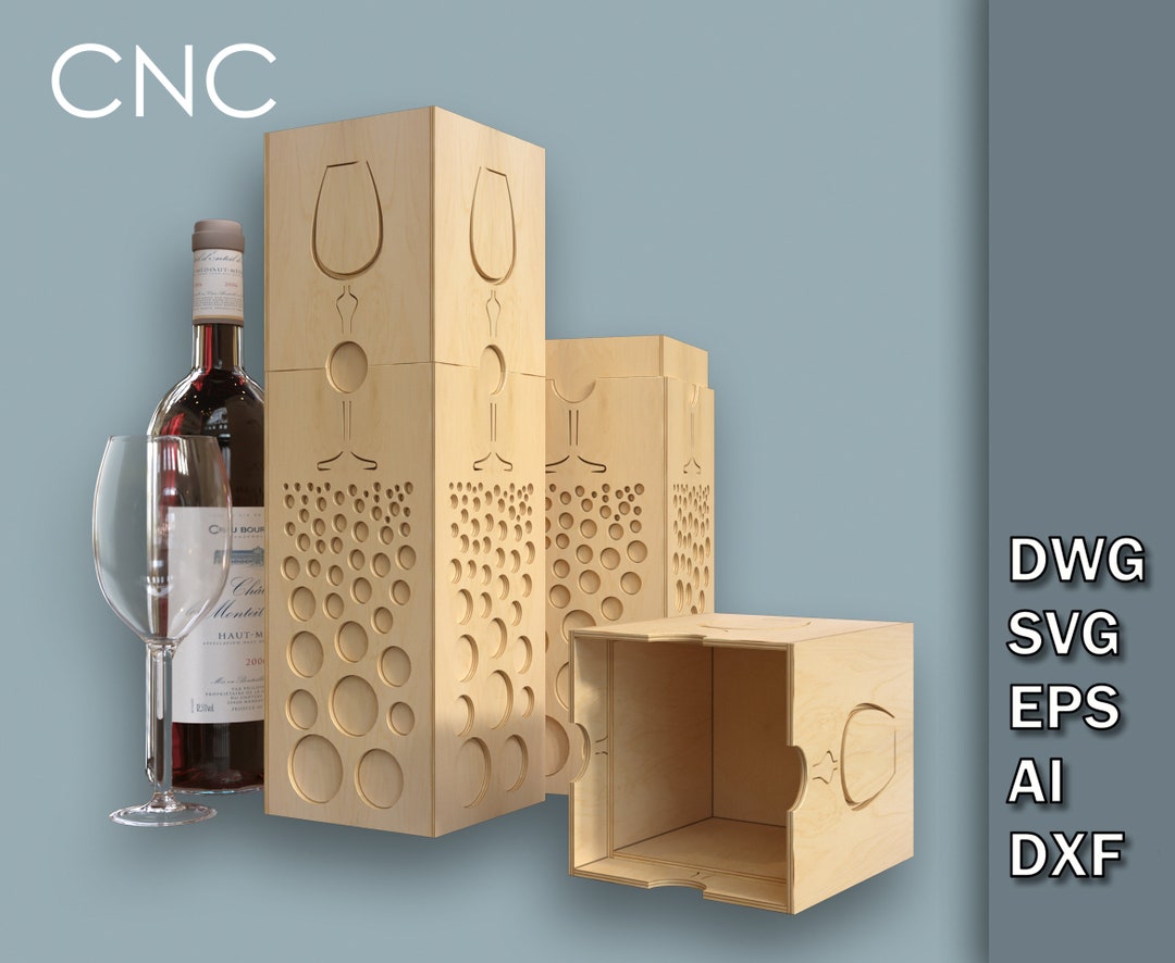 Holiday Wine Bottle Box Svg, Ceremony Wine Bottle Box, Wooden Box for Wine Bottles, CNC Laser