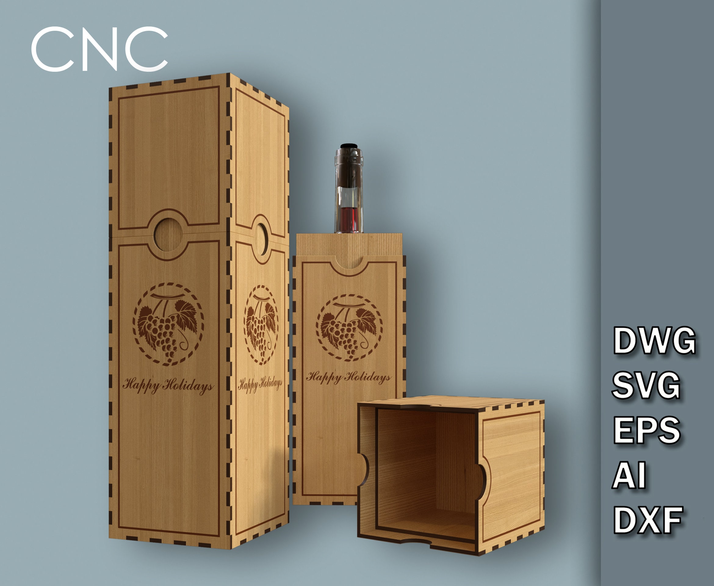 Holiday Wine Bottle Box Svg Ceremony Wine Bottle Box Wooden Etsy