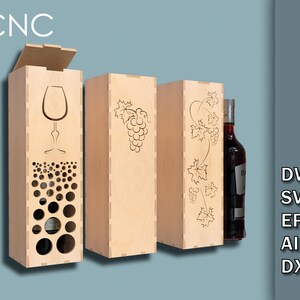 Ceremony Wine Bottle Box Bundle, CNC Laser Cut Files, Living hinge box, Wooden box for wine bottles, Wine Gift Box Dwg, Svg, Eps, Ai, Dxf image 5