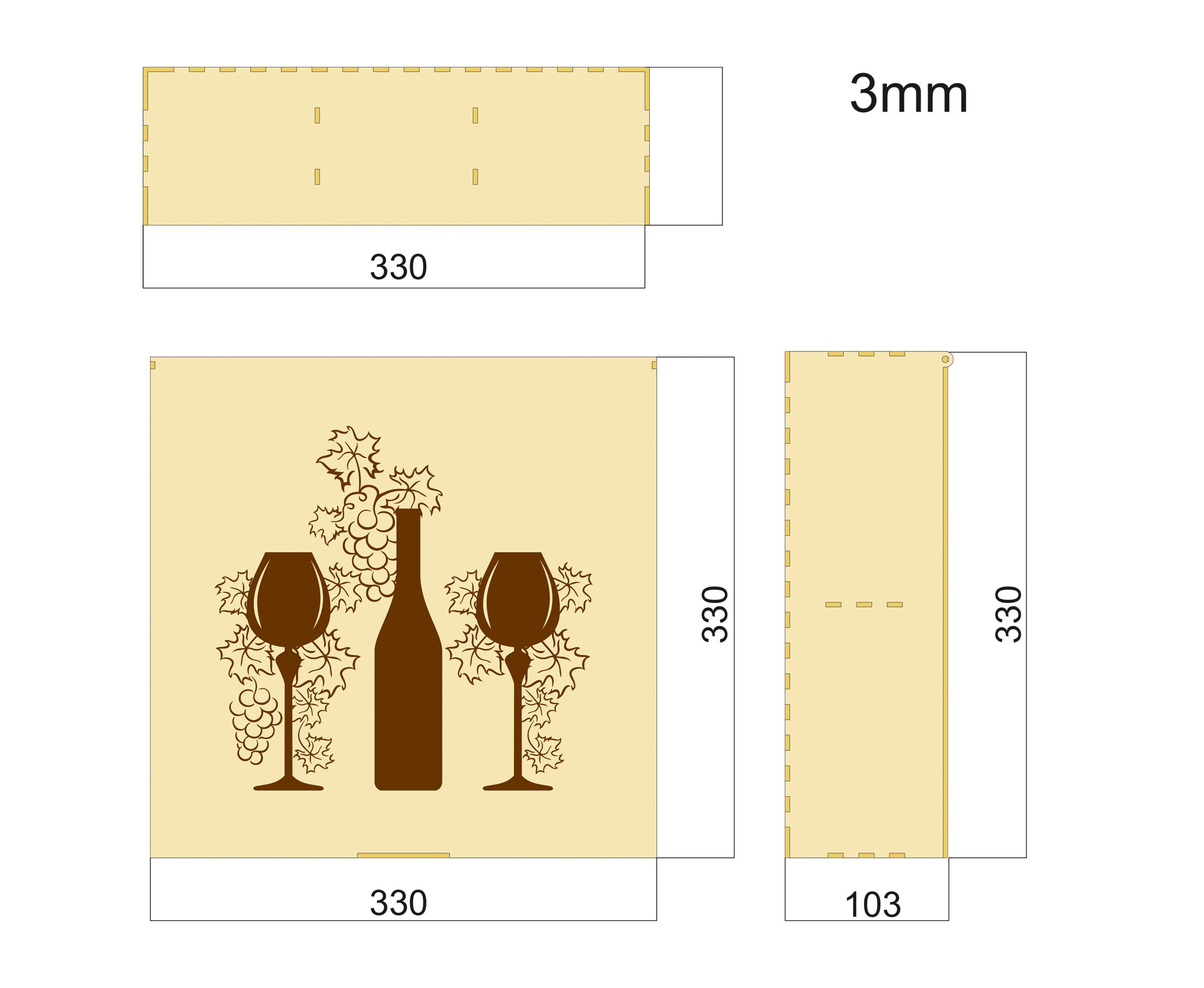 Box for Wine Bottle and Wine Glasses Wine Box Plans CNC Etsy Australia