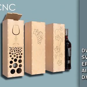 Wine Crate Box,   Ceremony Wine Bottle Box Bundle,  CNC Laser Cutting Files, Wine Gift Box Dwg, Svg, Eps, Ai, Dxf, Instant download