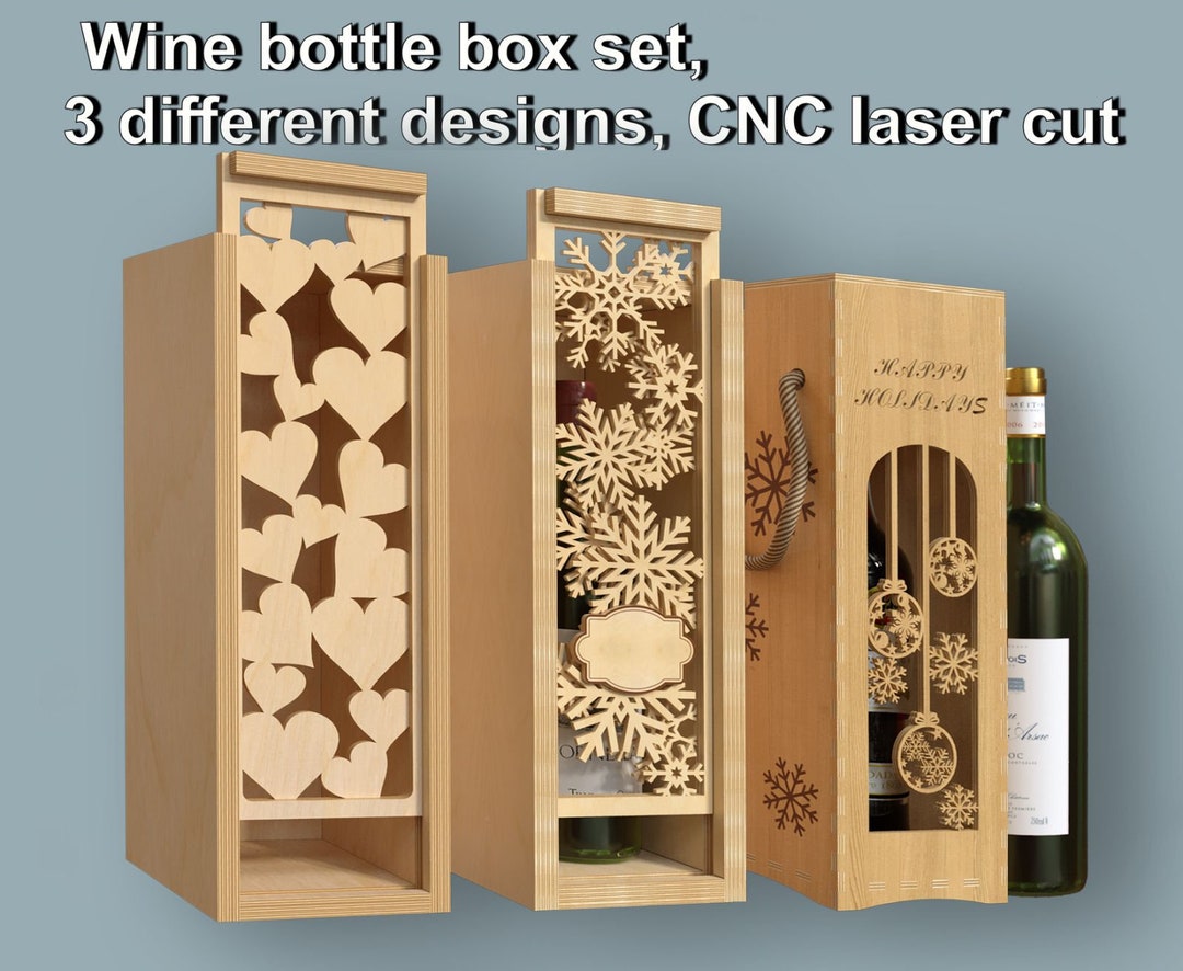 Wine Crate Box, Ceremony Wine Bottle Box Set, CNC Laser Cut Files, Wine