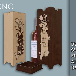 Wine Bottle Box Svg, Ceremony Wine Bottle Box, CNC Laser Cut Files, Wine Gift Box Dwg, Svg, Eps, Ai, Dxf, Wooden Wine Bottle Box