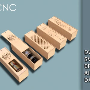 Ceremony Wine Bottle Box Bundle, CNC Laser Cut Files, Living hinge box, Wooden box for wine bottles, Wine Gift Box Dwg, Svg, Eps, Ai, Dxf image 2