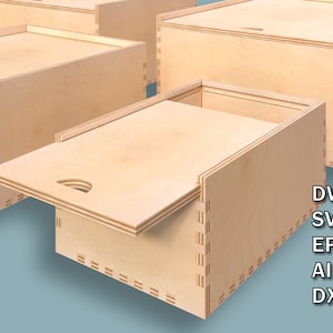 Set of boxes with a sliding lid, 5 plywood boxes of different sizes, CNC laser cutting files, Dwg, Svg, Eps, Ai, Dxf, Instant download