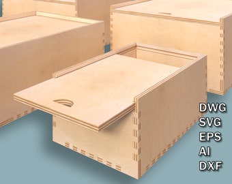 Set of boxes with a sliding lid, 5 plywood boxes of different sizes, CNC laser cutting files, Dwg, Svg, Eps, Ai, Dxf, Instant download