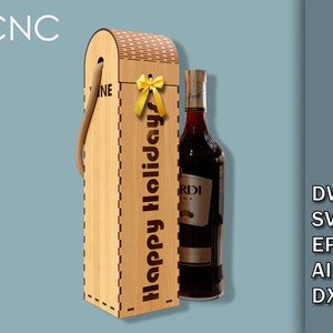 Holiday Wine Bottle Box, Ceremony Wine Bottle Box, CNC Laser Cutting Files, Dwg, Svg, Eps, Ai, Dxf, Wooden box for wine bottles