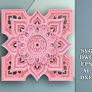Mandala multilayer SVG file, Layered mandala svg, Pattern Flower Mandala, 3D Mandala SVG, Mandala Files for laser cutting