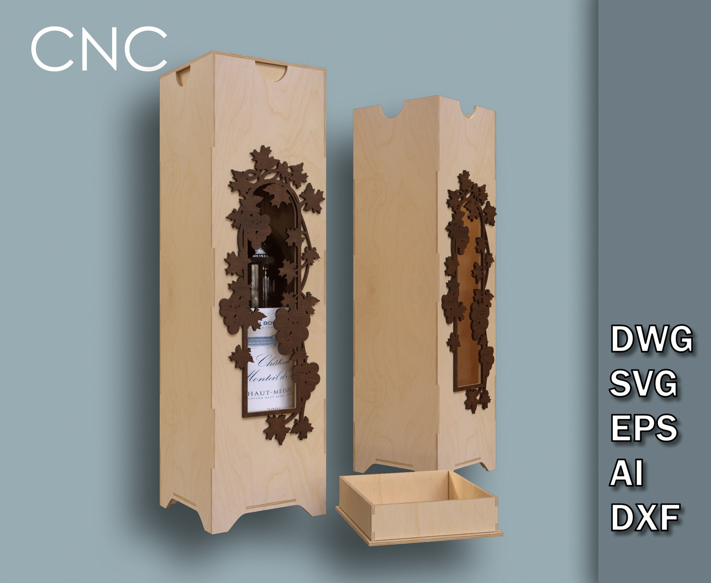 Holiday Wine Bottle Box Svg Ceremony Wine Bottle Box Wooden Etsy