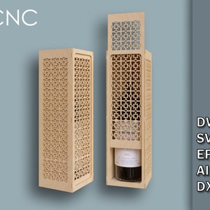 Wine Bottle Box, Ceremonial Wine Bottle Box Svg, CNC Laser Cut Files, Wine Gift Box Dwg Svg Eps Ai Dxf, Wooden Wine Bottle Box, Wedding gift