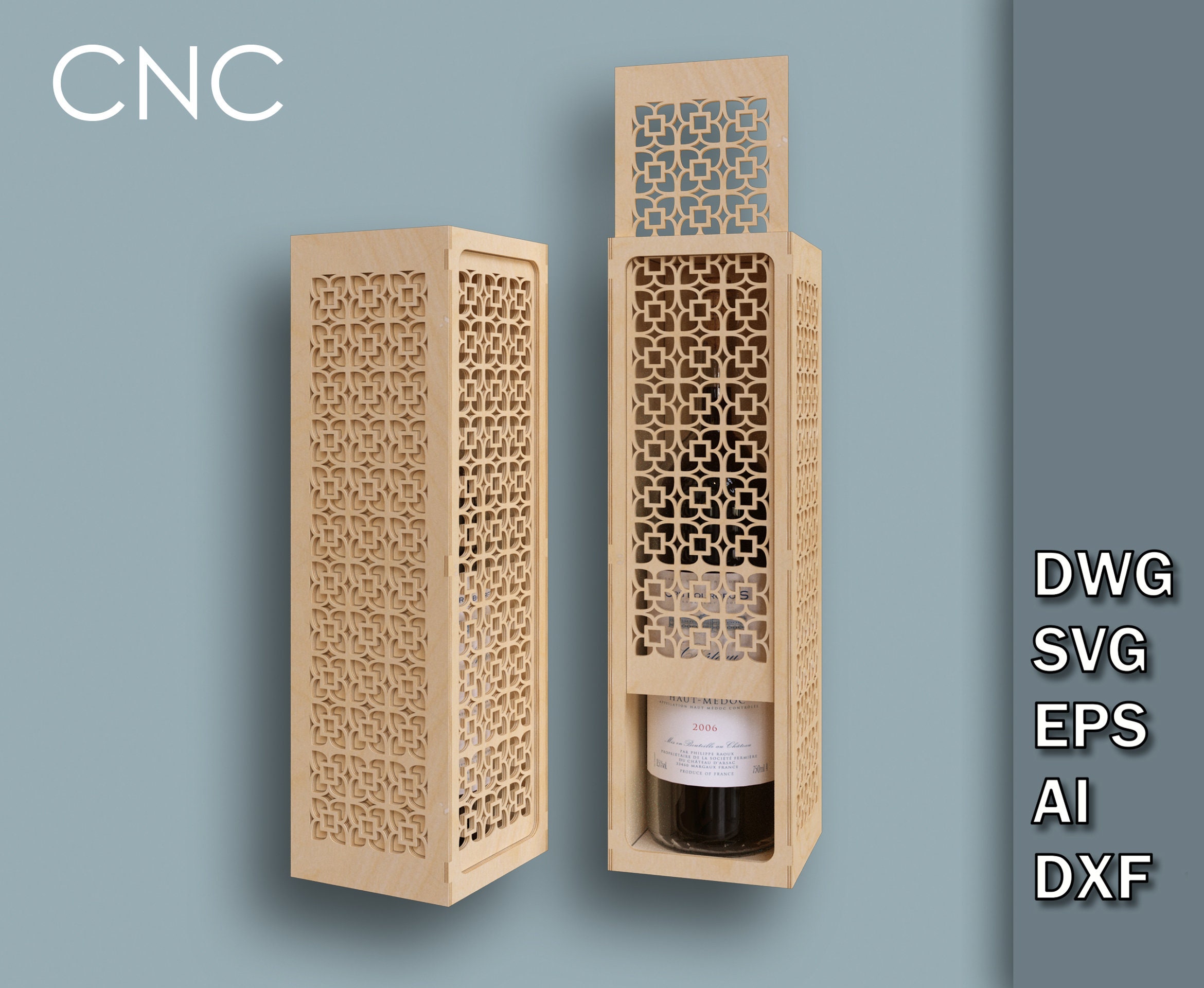 Wine Bottle Box Ceremonial Wine Bottle Box Svg CNC Laser Cut Etsy
