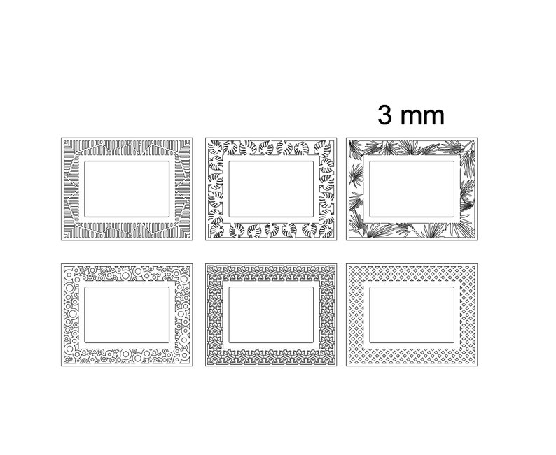 Zestaw ramek do zdjęć 6 stylów, wystrój wnętrz, pliki wycinane laserowo, DWG, SVG, EPS, AI, DXF, Instant Download zdjęcie 7