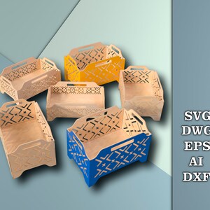 DIY Stackable Boxes, Stackable storage boxes, Digital product Dwg, Svg, Eps, Ai, Dxf, 5 boxes of different sizes, CNC laser cutting files image 4