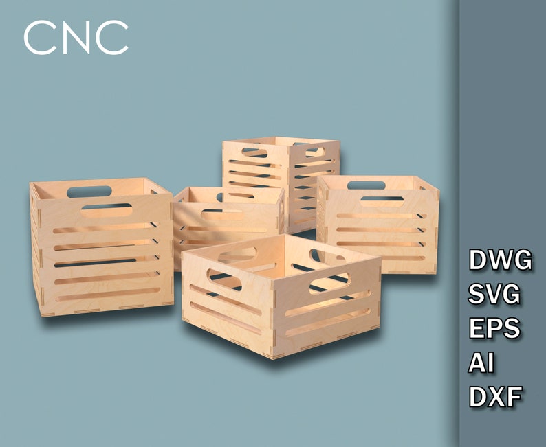 Storage Box Set 5 Different Size Boxes CNC Laser Cut Files Etsy