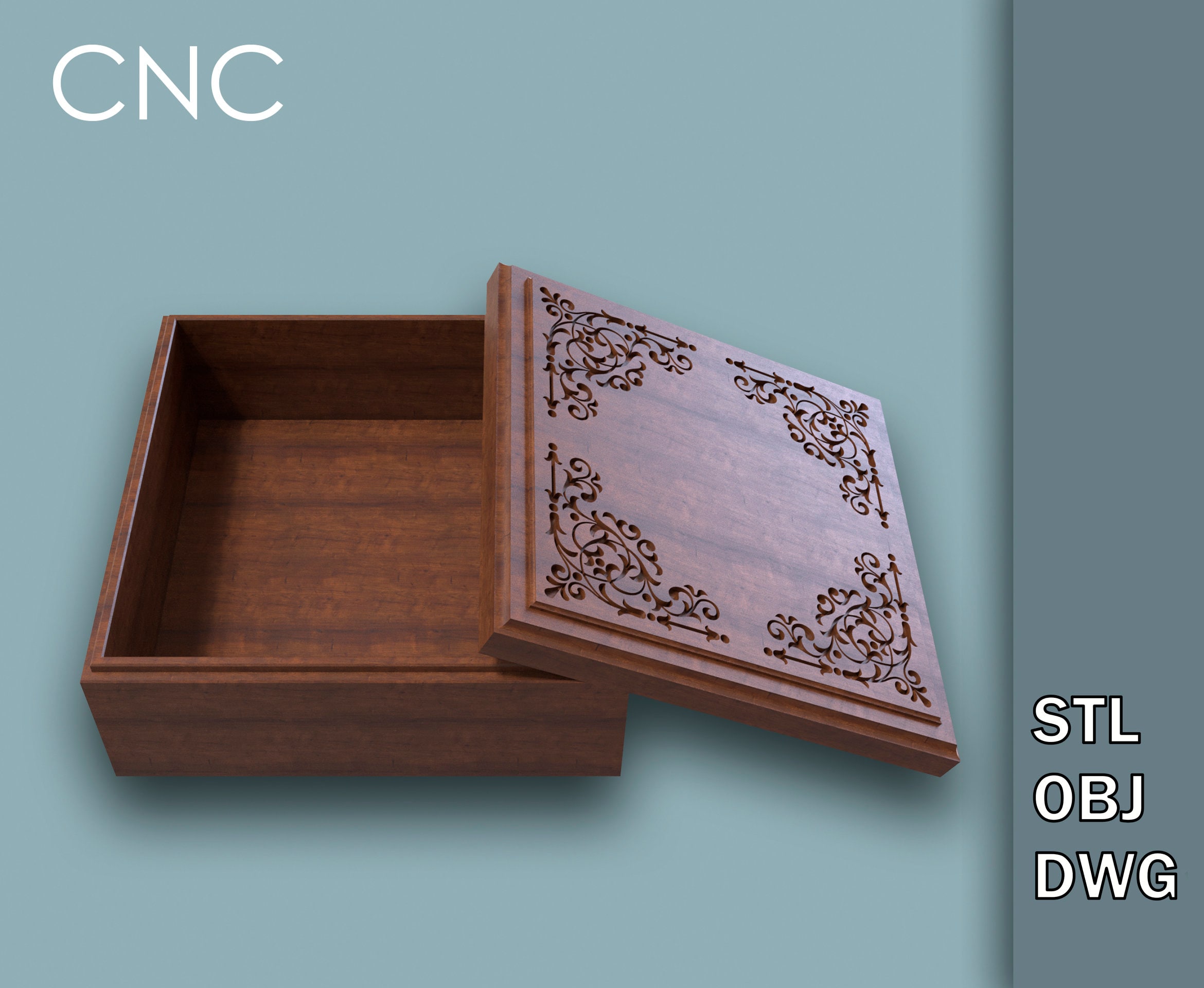 Square Jewelry Storage Box STL, Box With Lid, STL Models for 3D Printing, Square Box With Lid