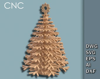 Standing Christmas tree, CNC laser cut, DIY christmas decoration, Christmas tree decor svg, Christmas cut svg file, dwg, svg, eps, ai