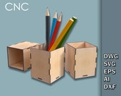 Wood Pencil Holder, Pen and Pencil Holder Pattern Vector for Laser Cutting, Svg, Eps, Dxf, Ai, Dwg Laser Cut File, Instant Download
