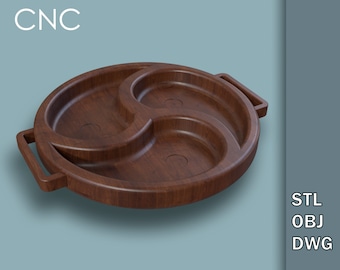 Schnitt-Serviertablett, Käse- und Snackbrett, Schnitt-Snackplatte, STL-Modelle für 3D-Druck, stl, obj, dwg