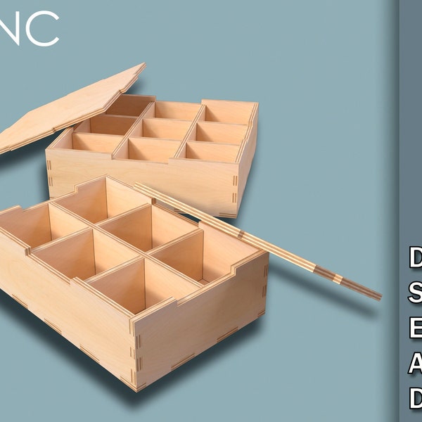 Box with lid, 2 boxes of different sizes, Storage Box Bundle, CNC Laser cutting files, DXF vector files for laser cut, Dwg, Svg, Eps, Ai