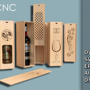 Ceremony Wine Bottle Box Bundle, CNC Laser Cut Files, Living hinge box, Wooden box for wine bottles, Wine Gift Box Dwg, Svg, Eps, Ai, Dxf image 3