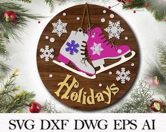 Door Hanger Holidays Svg, Christmas decoration, Holiday Greetings SVG, Laser Cut File, Christmas sign SVG, Christmas home decor, door sign