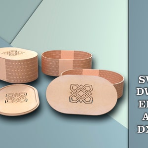 levende hangende doos, flexibele vectorbestanden voor CNC-lasersnijden, 3 dozen van verschillende maten, set dozen met deksel Dwg, Svg, Eps, Ai, Dxf