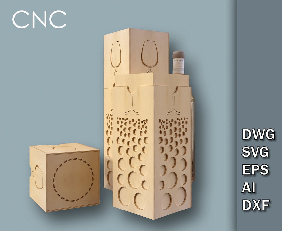 Holiday Wine Bottle Box Svg Ceremony Wine Bottle Box Wooden Etsy