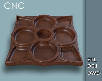 Schnitt-Serviertablett, Käse- und Snackbrett, Schnitt-Snackplatte, STL-Modelle für 3D-Druck, stl, obj, dwg