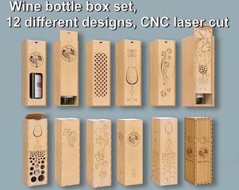 Ceremony Wine Bottle Box Set, CNC Laser Cut Files, Wooden box for wine bottles, Wine Gift Box, Instant download, Dwg, Svg, Eps, Ai, Dxf