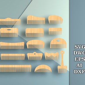 Вeard comb set svg, gift for men, hair combs, dxf files for laser, Digital files for CNC laser cutting, Router model svg, dwg, eps, dxf, ai