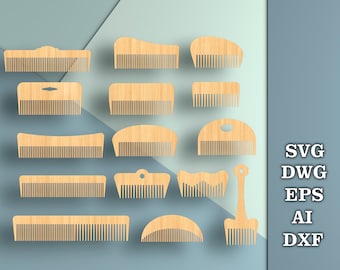 Вeard comb set svg, regalo para hombres, peines para el cabello, archivos dxf para láser, Archivos digitales para corte láser CNC, Modelo de enrutador svg, dwg, eps, dxf, ai