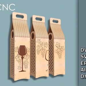 Ceremony Wine Bottle Box Bundle, CNC Laser Cut Files, Living hinge box, Wooden box for wine bottles, Wine Gift Box Dwg, Svg, Eps, Ai, Dxf image 8