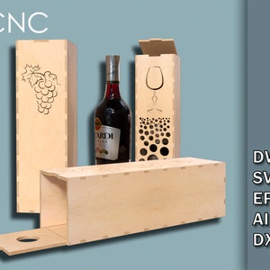 Ceremony Wine Bottle Box Bundle, CNC Laser Cut Files, Living hinge box, Wooden box for wine bottles, Wine Gift Box Dwg, Svg, Eps, Ai, Dxf image 6