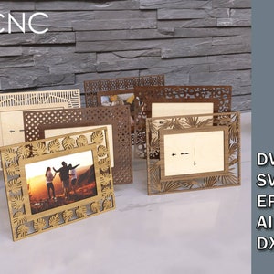 Photo Frames Set 6 styles, Indoor decor, Laser Cut Files, Dwg, Svg, Eps, Ai, Dxf, Instant Download