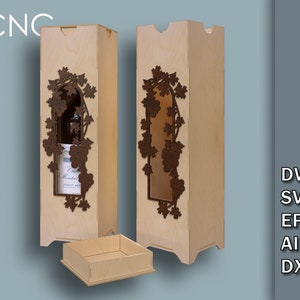 Holiday Wine Bottle Box Svg, Ceremony Wine Bottle Box, Wooden box for wine bottles, CNC Laser Cutting Files, Dwg, Svg, Eps, Ai, Dxf