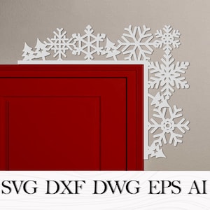 Christmas door corner design with snowflakes, Christmas SVG, Christmas Laser cut, Holiday Door Décor, Digital files, Christmas Door Sign