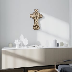 DXF Layered Cross, SVG Mandala, Multilayer CNC Laser cut Panel, 3D Mehrschichtkreuz, Religiöse Wandkunst, Wohnwand Deko 3D, Digitale Dateien