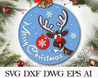 Сhristmas Hirsch svg, Türschild Weihnachten, CNC Datei Weihnachten, Türschild Weihnachten, Türschild Weihnachten, Lasercut Datei Сhristmas