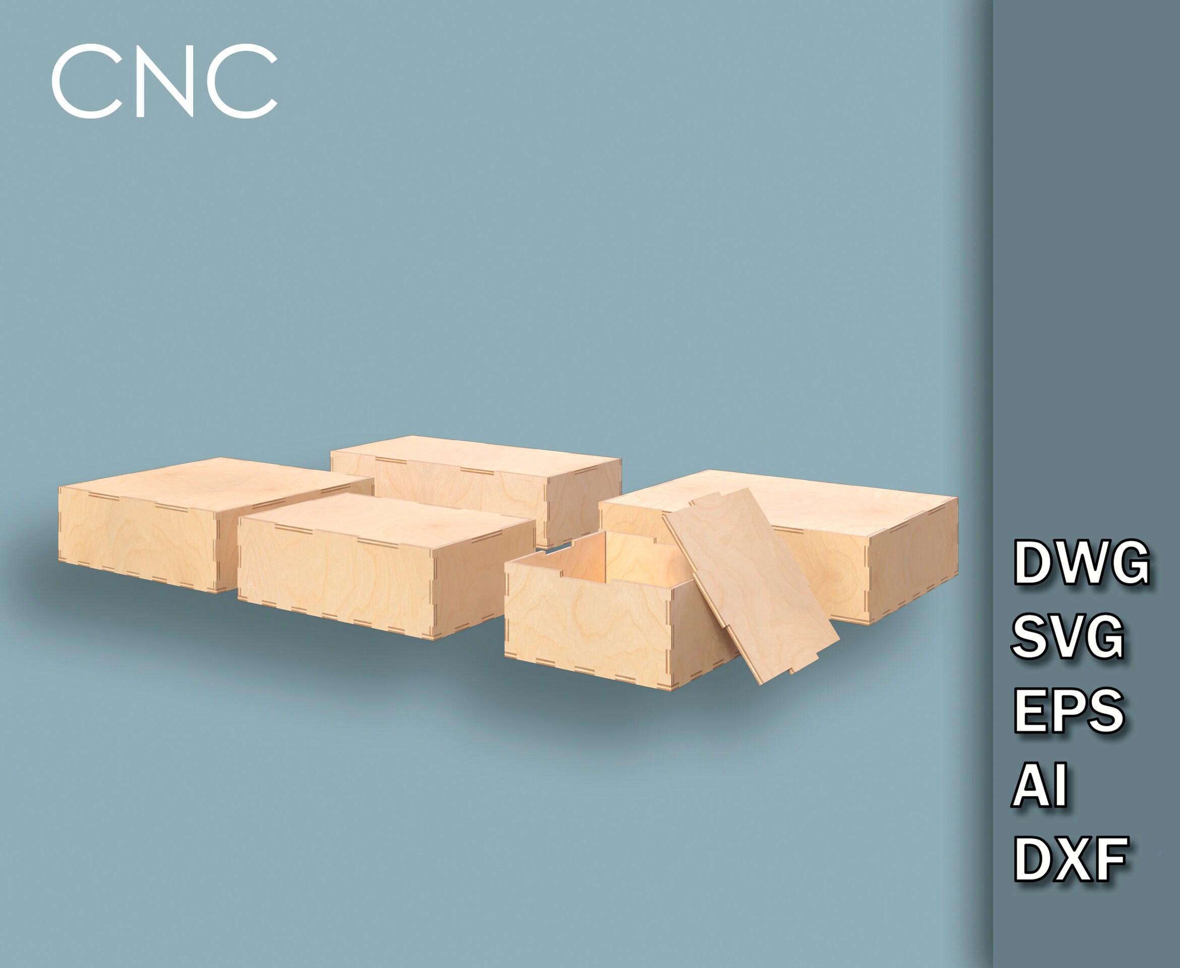 Box With Lid 5 Boxes of Different Sizes Storage Box Bundle Etsy