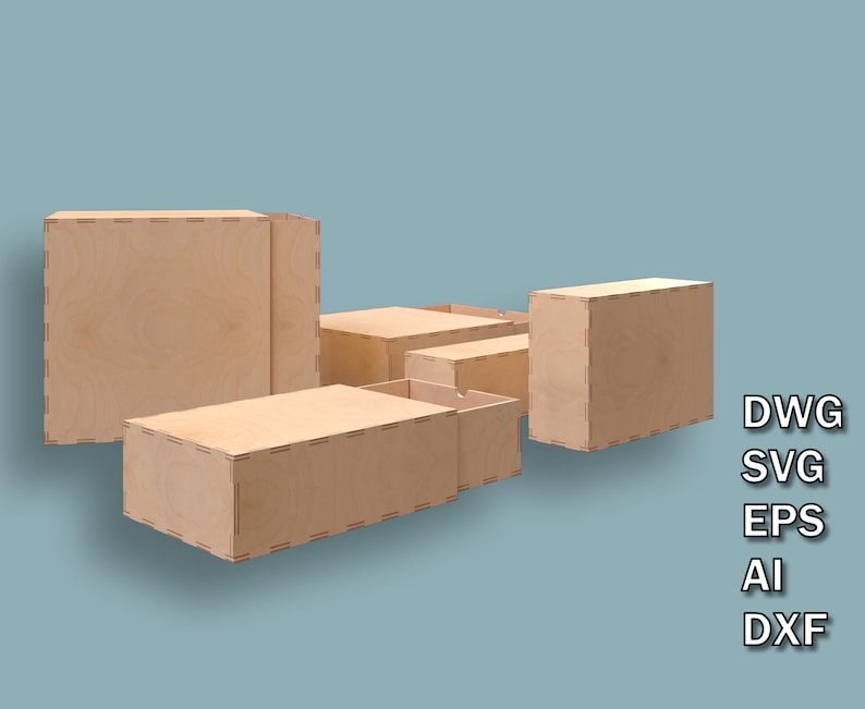 Wooden Box 5 Different Size Boxes Storage Box Set CNC Laser Etsy