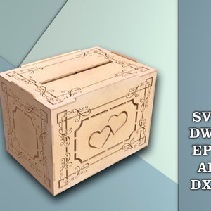 Hochzeitskartenbox mit Schlitz, Hochzeitsumschlagbox, Hochzeitsgeschenkkartenbox, CNC Laserschnitt-Dateien, Dwg, svg, Eps, Ai, Dxf, sofort download
