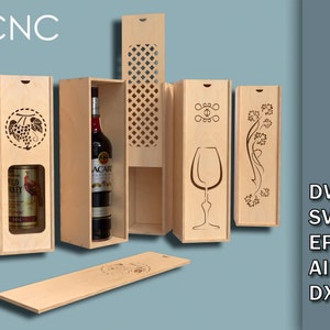 Wine Crate Box, Ceremony Wine Bottle Box Bundle, CNC Laser Cutting Files, Wine Gift Box Dwg, Svg, Eps, Ai, Dxf, Wooden box for wine bottles