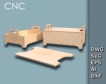 Вoxes svg for laser, Wooden boxes svg, Set of 2 boxes with lid, CNC Laser Cut Files Dwg Svg Eps Ai Dxf, Instant Download