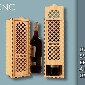 Wine Bottle Box Svg, Ceremony Wine Bottle Box, CNC Laser Cut Files, Wine Gift Box Dwg, Svg, Eps, Ai, Dxf, Wooden Wine Bottle Box